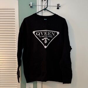 Qveen Herby “I’ll take the oysters” Black Graphic Sweatshirt Merch - Like new